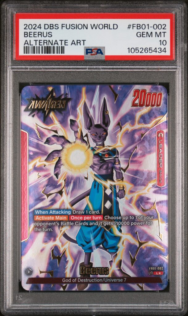 dragon ball carta gradata psa 10 beerus leader alt fb01-002 eng